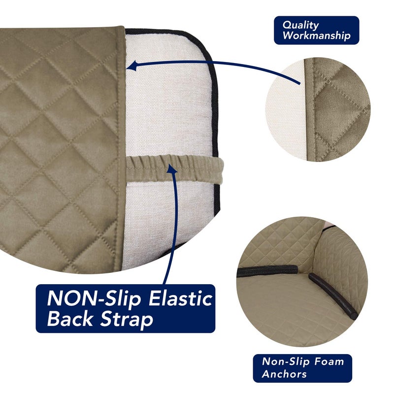 PureFit Reversible Quilted Sofa Cover, Water Resistant Slipcover Furniture Protector, Washable Couch Cover with Non Slip and Elastic Straps for Kids, Dogs, Pets (Chair, Beige/Beige) - Image 3